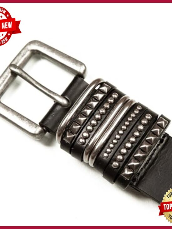 Genuine Leather Belt Set, Studded Keepers, Adjustable Sizes, Versatile Accessory main image 4